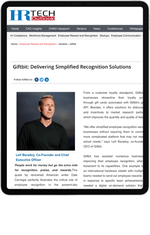 Giftbit in HR TECH Outlook Magazine.