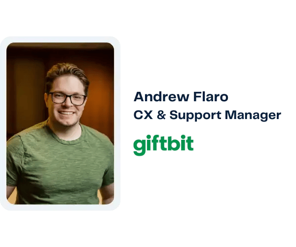 Headshot of Andrew Flaro, Giftbit Customer Experience and Support Manager