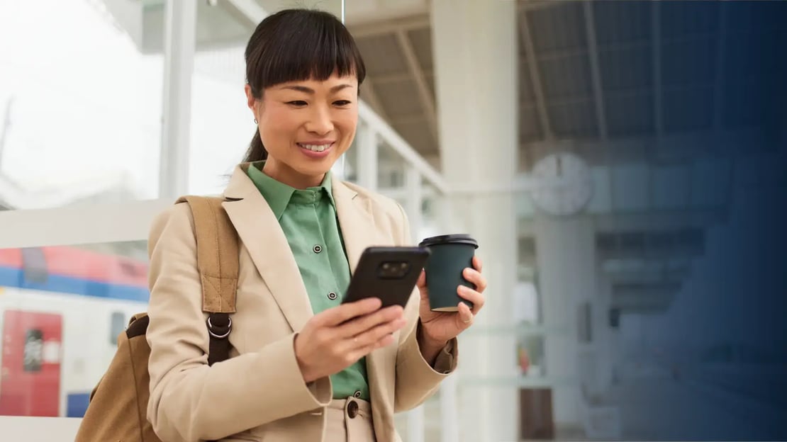 woman receiving an electronic reward on her phone